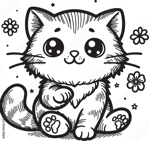 cartoon, vector, animal, cat, illustration, coloring, drawing, funny, line, fun, coloring book, children, sketch, pet, cute, lion, art, kitten, love, character, baby, outline, smile, design, comic,bla
