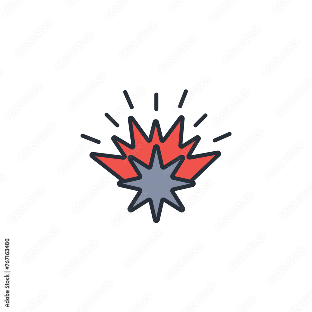 explosion icon. vector.Editable stroke.linear style sign for use web design,logo.Symbol illustration. explosion icon. vector.Editable stroke.linear style sign for use web design,logo.Symbol illustration.