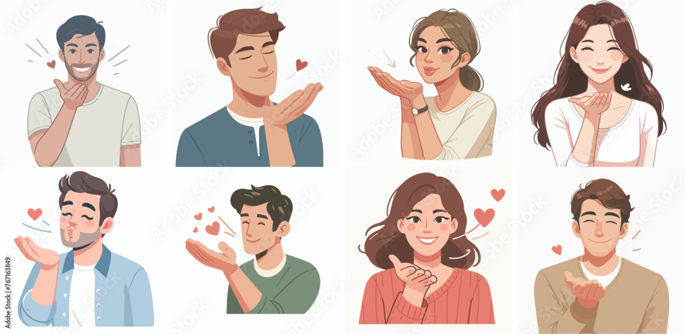© arifinzainal1728 - set Vector people with kissing air gestures