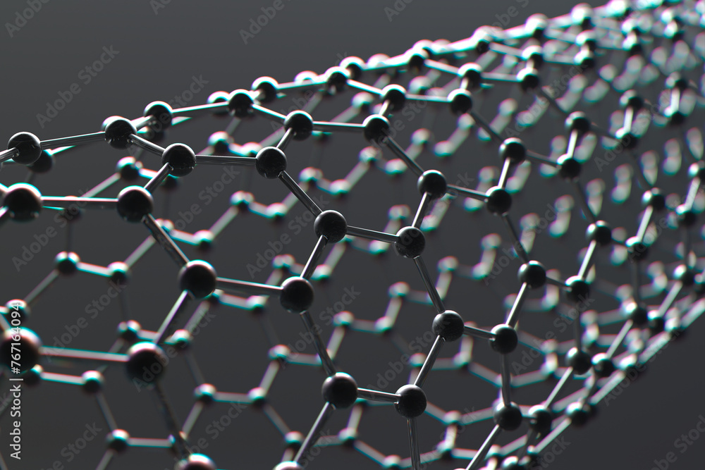 Detailed 3D Rendering of a Graphene Molecular Structure in High Resolution