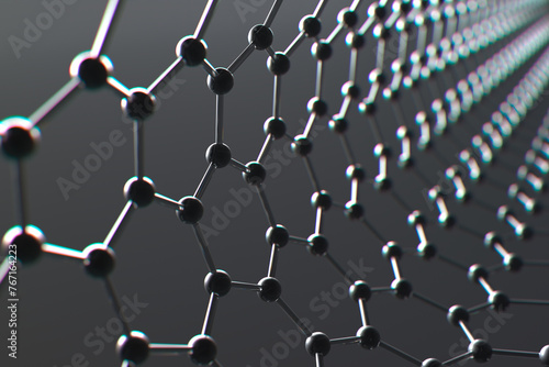 Advanced 3D Illustration of Graphene Molecular Structure in High Detail