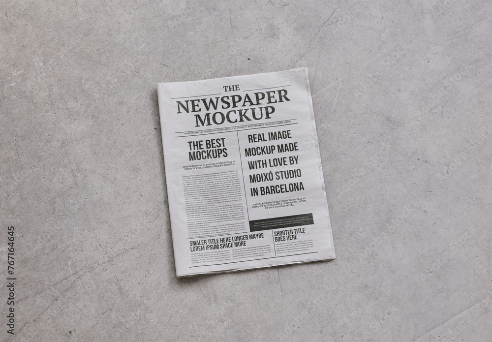 Mockup of customizable newspaper Stock Template | Adobe Stock