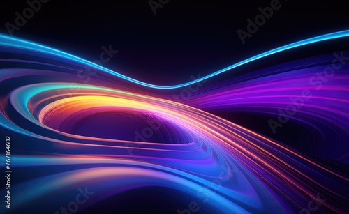 Colorful abstract light wave on dark background