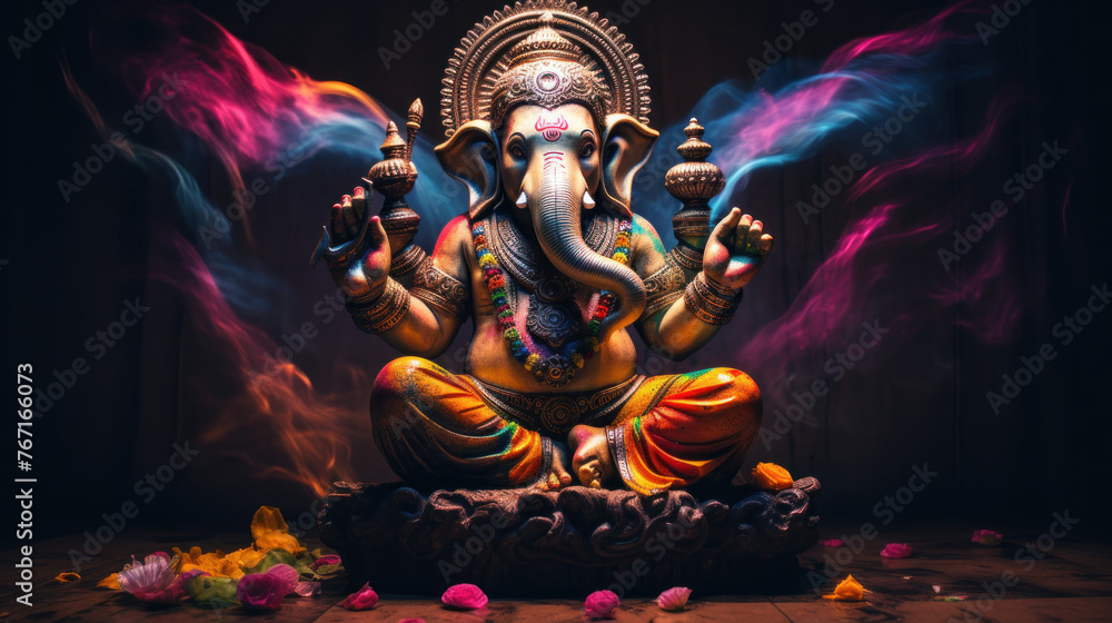 Lord Ganesha, the celebration of Ganesh. Generative AI Lord Ganesha, the celebration of Ganesh. Generative AI
