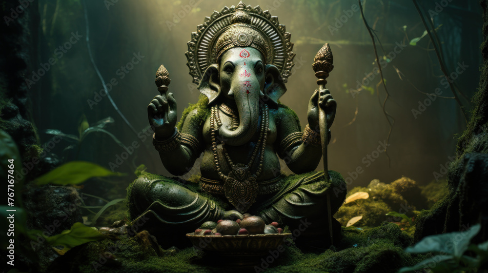 Lord Ganesha, the celebration of Ganesh. Generative AI - obrazy, fototapety, plakaty 