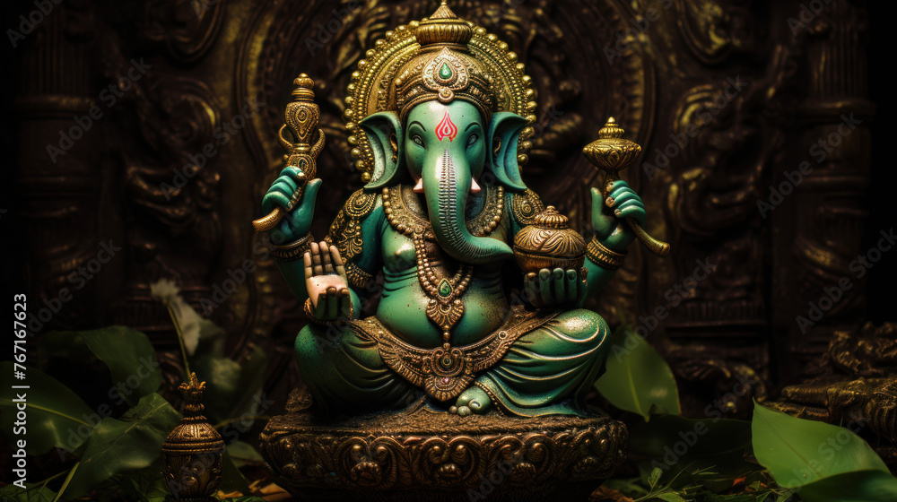 Fototapeta premium Lord Ganesha, the celebration of Ganesh. Generative AI