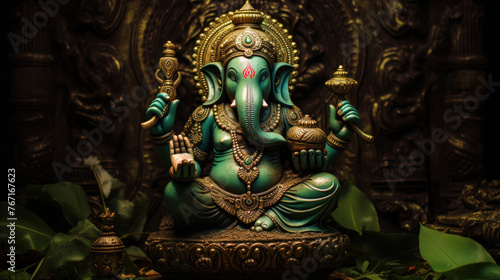 Lord Ganesha, the celebration of Ganesh. Generative AI © FotoAmp