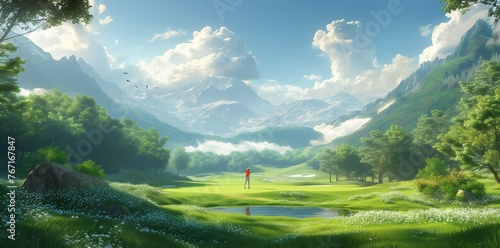 Natural landscape in anime style illustration art