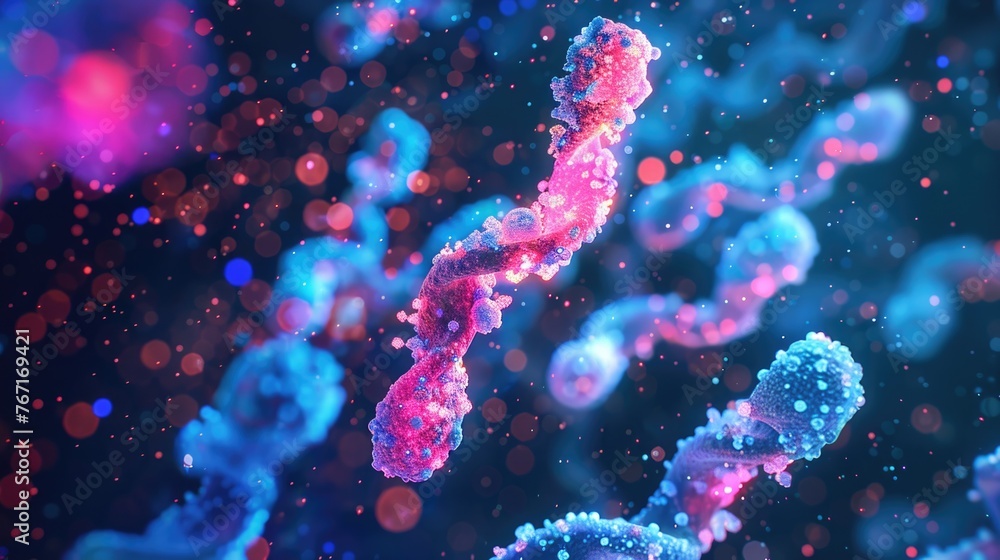 Fototapeta premium A creative twist on human karyotype, arranging chromosomes in an artistic manner while maintaining scientific accuracy 3D illustration