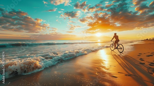 Adventurous Sunset Beach Cycling Tour with Vibrant Colors and Scenic Views