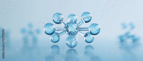 Creative depiction of a methane molecule, CH4, with a central carbon atom bonded to four hydrogen atoms in a tetrahedral shape 3D illustration