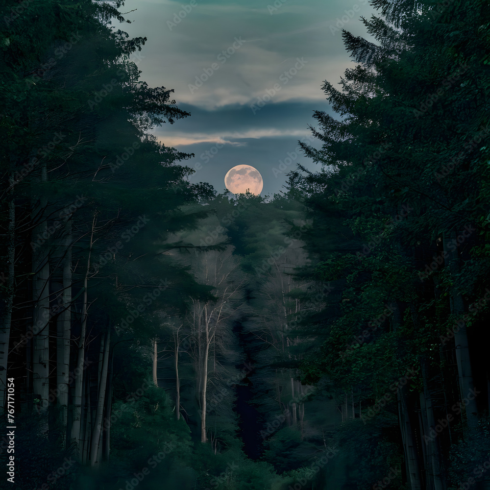 moon over the forest