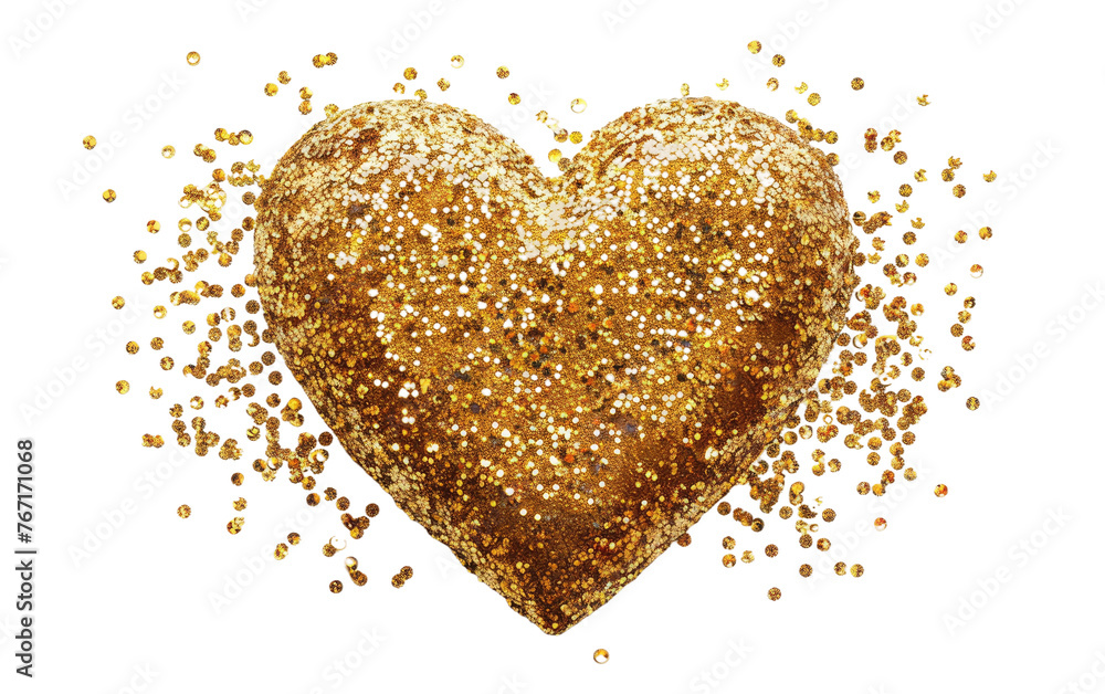 Gold Glitter heart Isolated on Transparent background.
