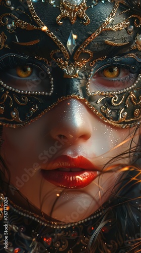 A grand masquerade ball where the masks come alive at midnight photo