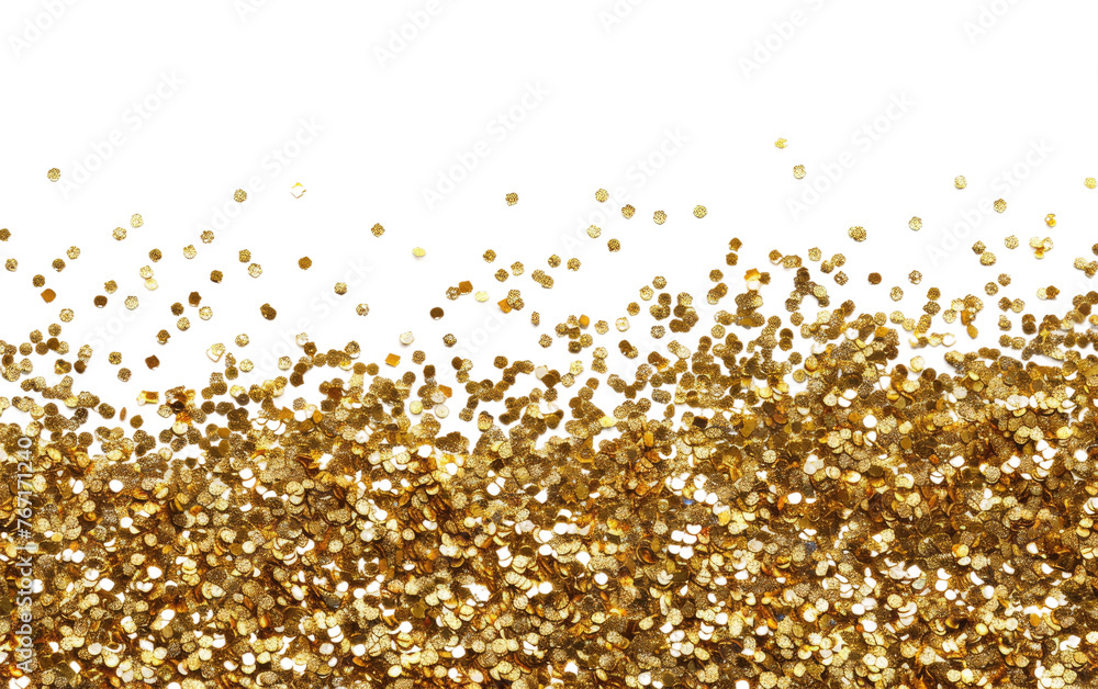 Gold Glitter Confetti Isolated on Transparent background.