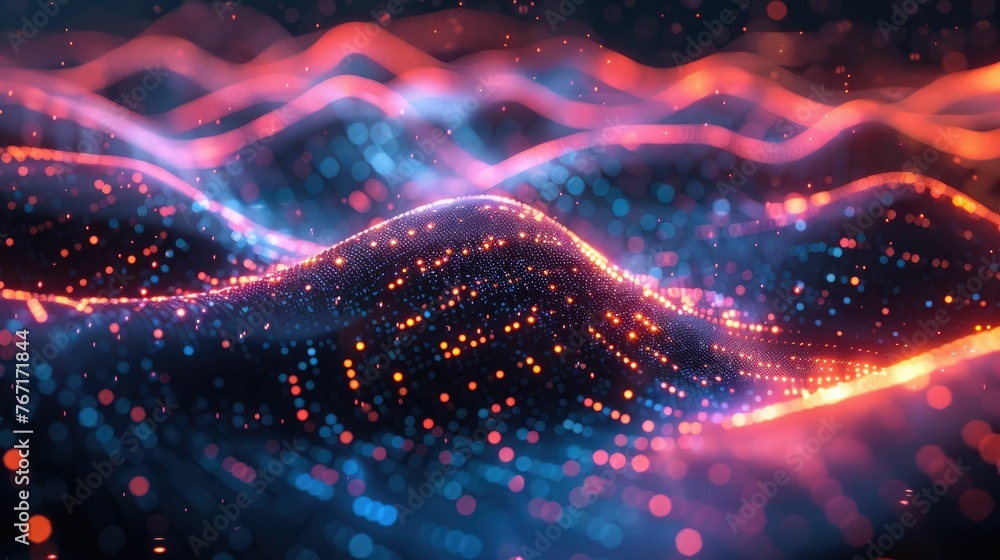 Bright 3D digital wave, technology theme Bright 3D digital wave, technology theme