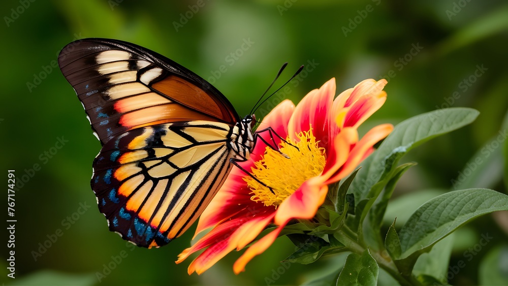 Geometry flower butterfly mesmerized by colorful patterns on lantana