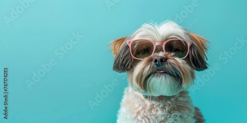 Minimalist Pooch in Pink Glasses