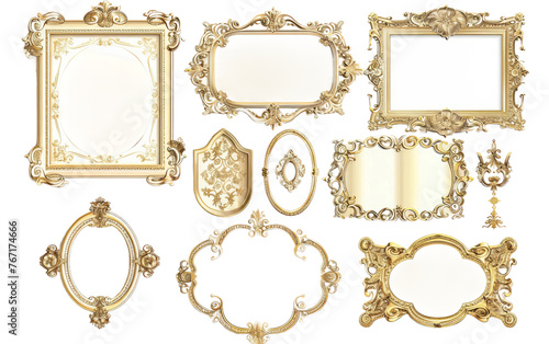 Decorative frames banner label collection and design Isolated on Transparent background.