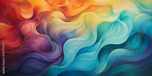 Interlocking waves of vibrant gradients converge and diverge, forming intricate patterns that captivate the eye.