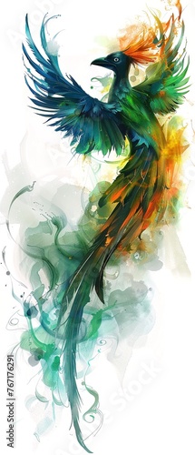 Spectral wings, a bird of paradise glides, an avatar for digital realms