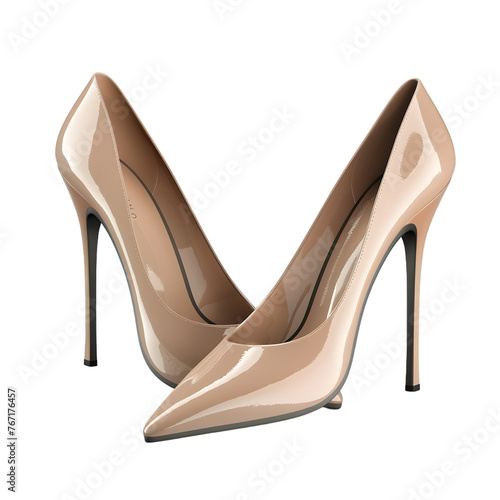 Single pair of elegant high heels isolated on white or transparent background 