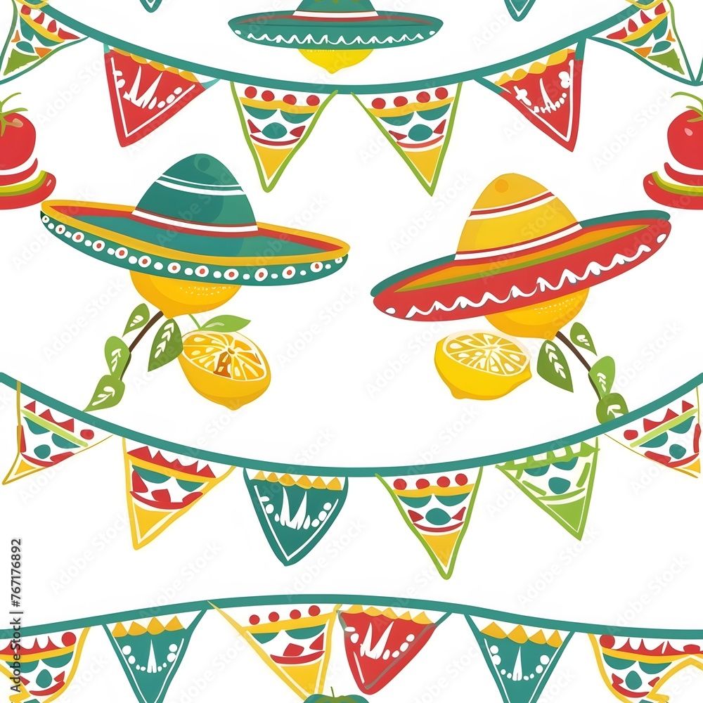 Cinco de Mayo themed party seamless pattern Cinco de Mayo themed party seamless pattern