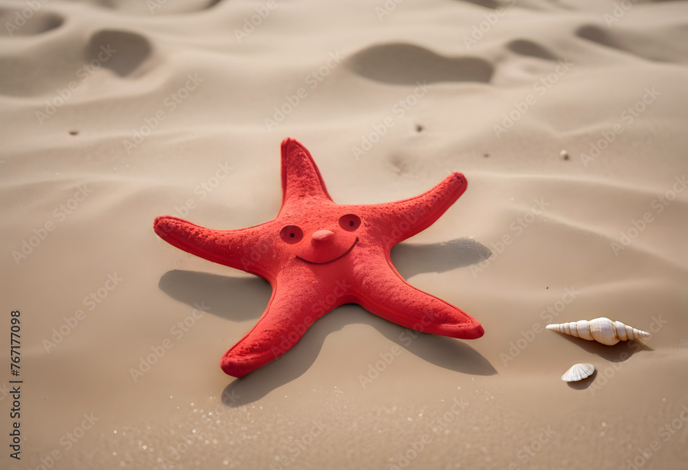A starfish on the sandy beach, summer background A starfish on the sandy beach, summer background