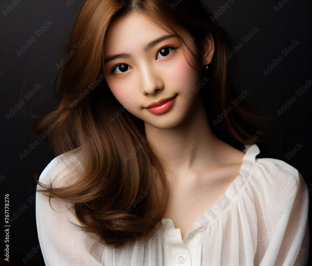白いブラウスの美少女
