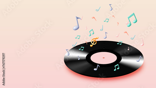 Music notes, song, melody or tune 3d realistic vector icon