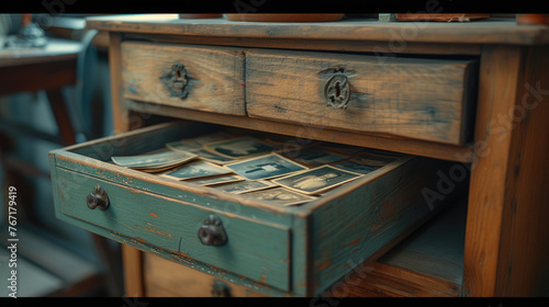 Embracing History: Wooden Cupboard's Timeless Photo Collection