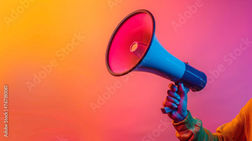 Vibrant announcement - hand holding megaphone