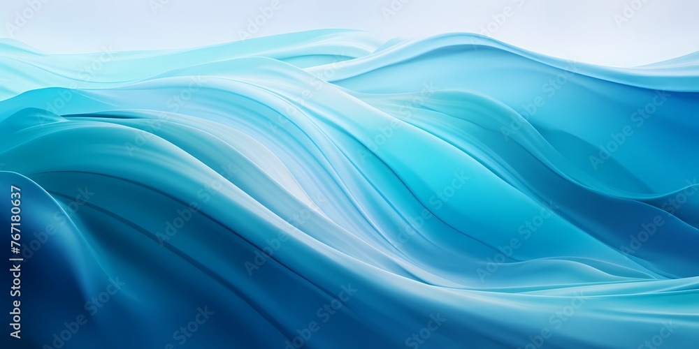Gradient waves in shades of cerulean and teal create a visual symphony, showcasing the fluidity and motion of energetic waves. - obrazy, fototapety, plakaty 