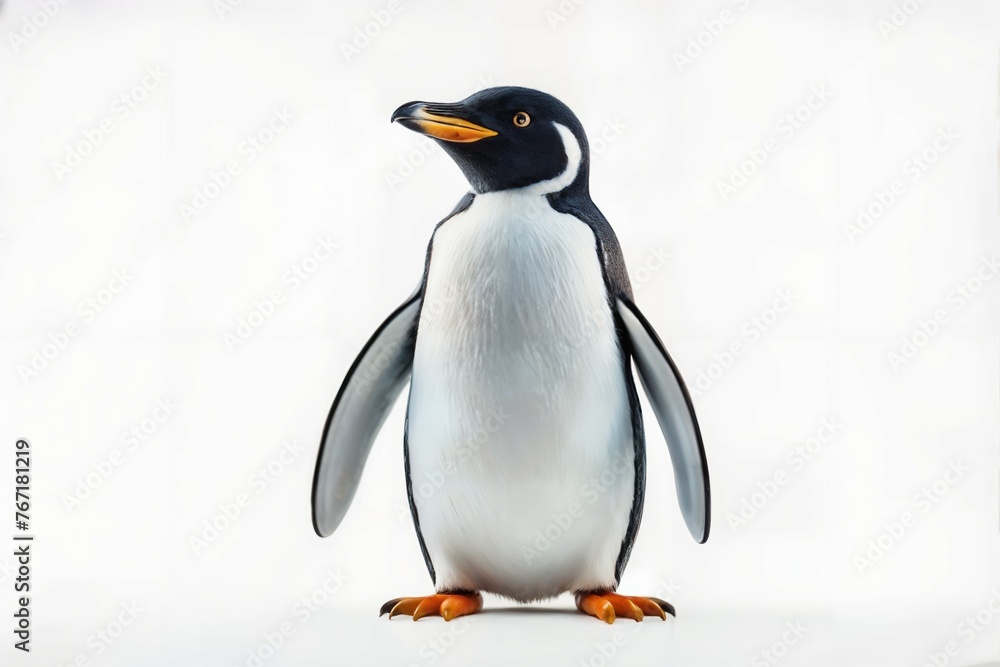 Obraz premium Penguin in a scientist's lab coat, against a clean white background
