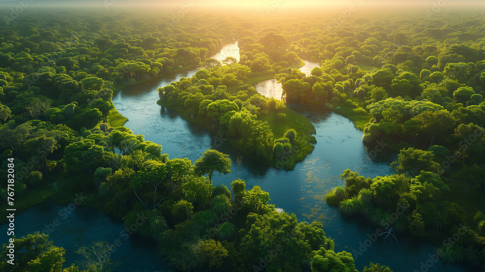 A Stunning Aerial Montage Presenting a Kaleidoscope of Diversity of Our Planet's Natural Heritage. Generative AI.