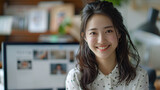 A young Japanese woman with a beautiful smile prepare face, generative Ai