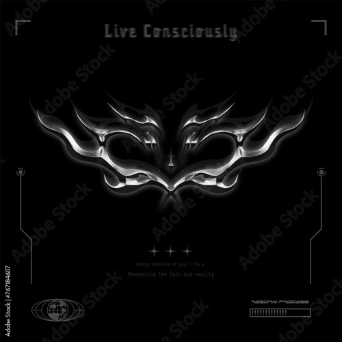 Street wear T shirt chrome neo tribal style template