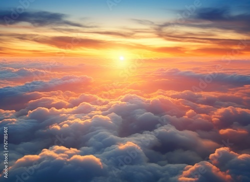 Radiant sunset above clouds