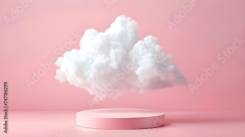 premium podium product poster minimal pink white cloud splay neon 3d flying levitating card background modern white copy promotion illustration 3d mist abstract space render trendy