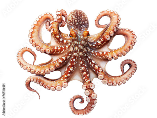 live octopus, isolated white background PNG
