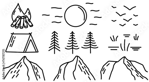 Icon  monoline landscape design vector illustration