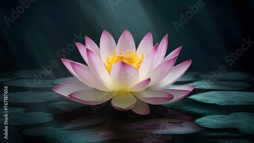 Majestic lotus flower blooms against a dark, mysterious backdrop