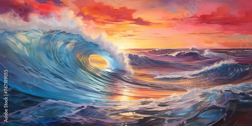 Calm waves of color washing over the canvas, creating a sense of harmony and relaxation. photo