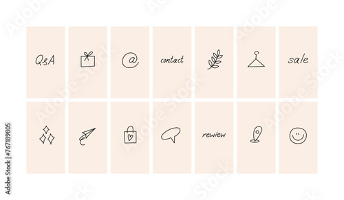 Vector set design colorful templates icons and emblems - social media story highlight. Different blogger icons in trendy linear style isolated on white background