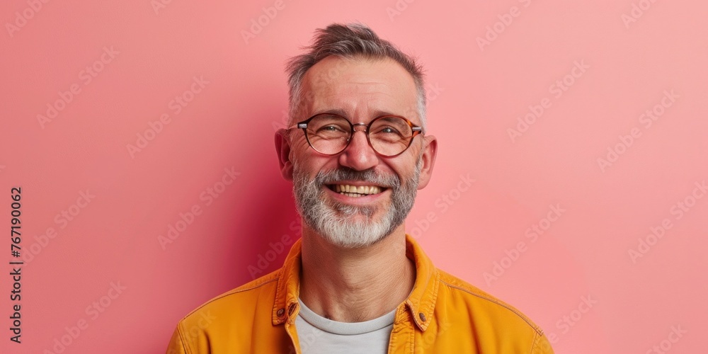 Scandinavian Senior Man on pink Background Scandinavian Senior Man on pink Background