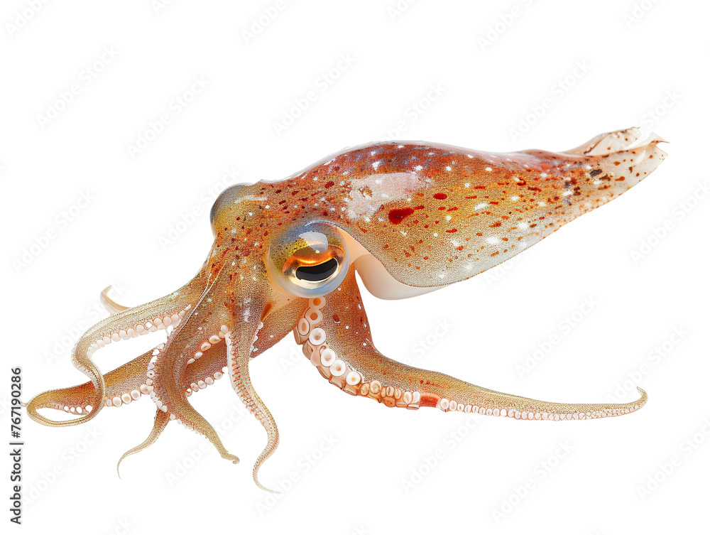 Fototapeta premium live squid, isolated white background PNG