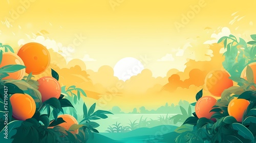 Behold a sunrise gradient background bursting with life  as radiant oranges melt into serene greens  igniting inspiration in graphic designs.