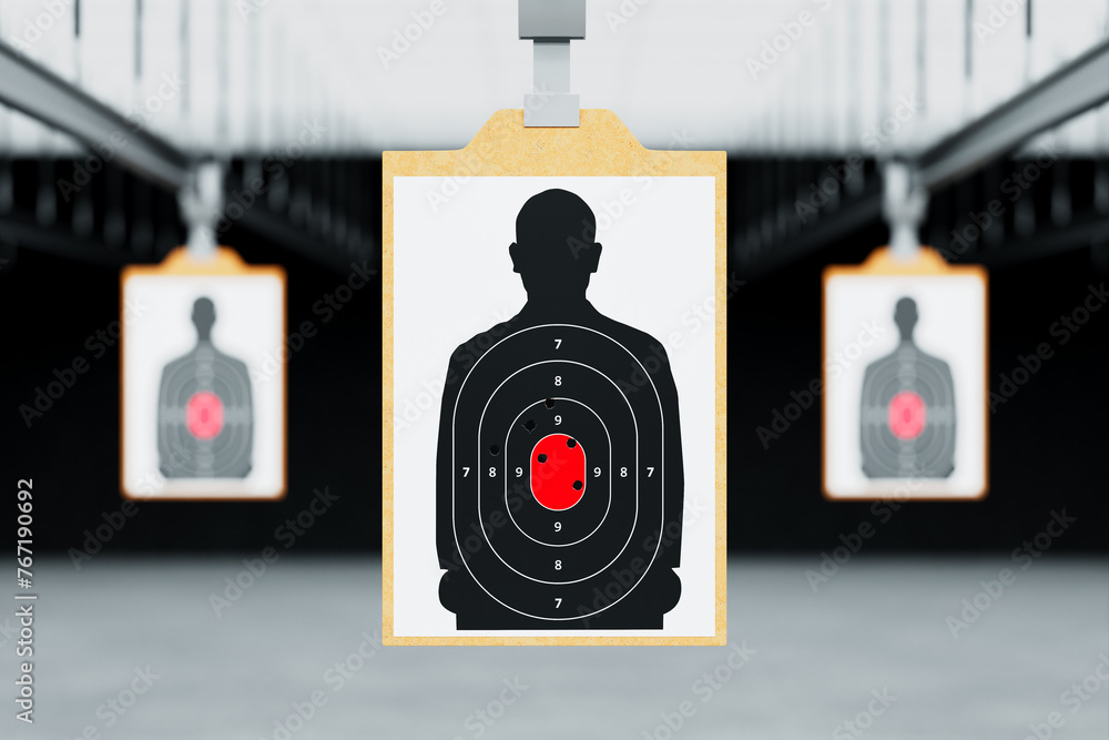 Indoor Shooting Range Session: Silhouette Target with Precision Bullseye