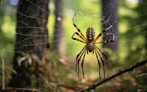 Wallpaper Mural Big wild spider making its web in the forest hd wildlife wallpaper Torontodigital.ca