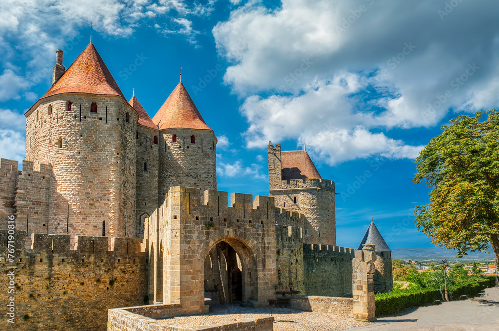 Carcassonne, a hilltop city in the Languedoc area of southern France, is famous for its medieval citadel